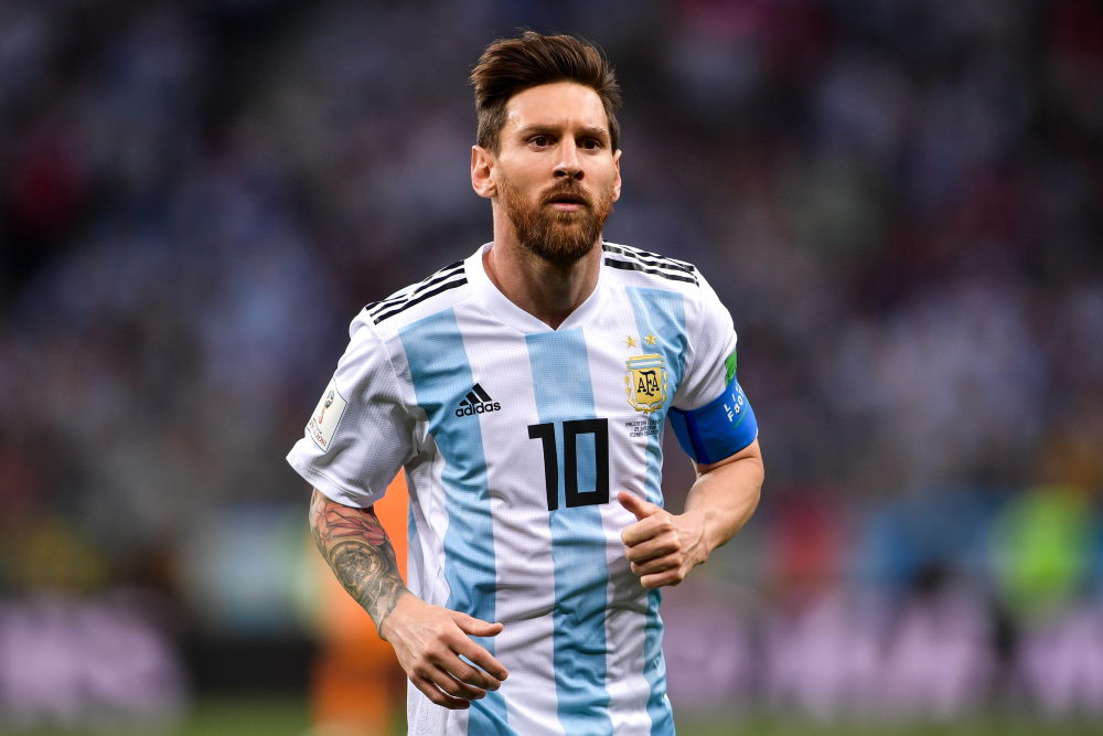 Lionel Messi in an Argentina national team match