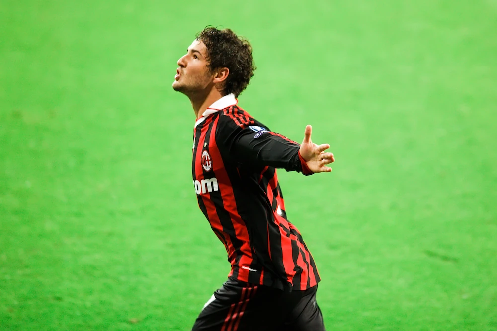 Alexandre Pato after scoring a goal for AC Milan