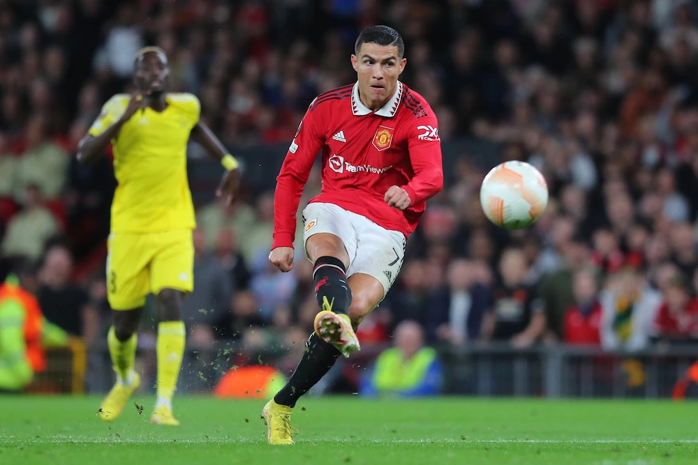 Cristiano Ronaldo here playing for Manchester United