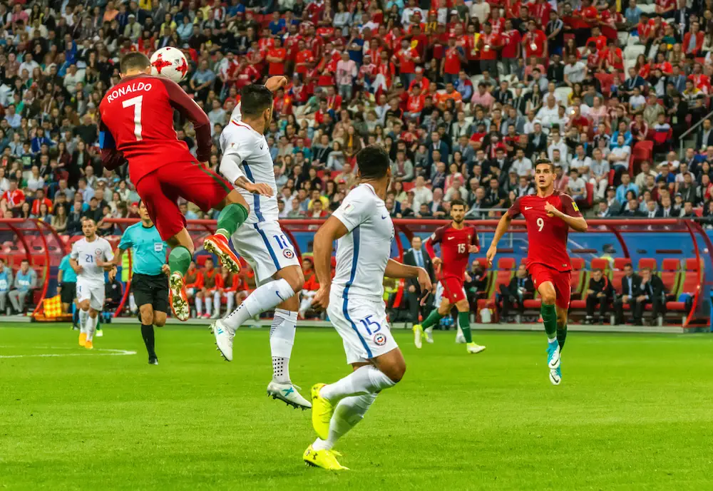 Cristiano Ronaldo with a header