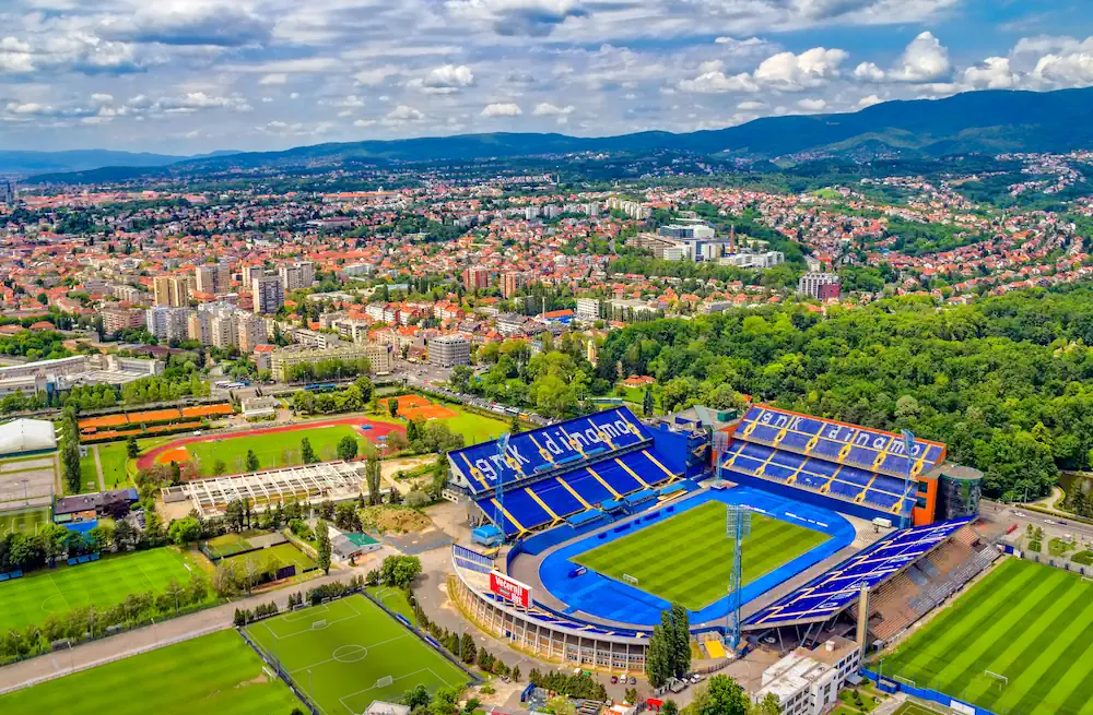 Aerial view of Dinamo Zagreb's home arena Stadion Maksimir