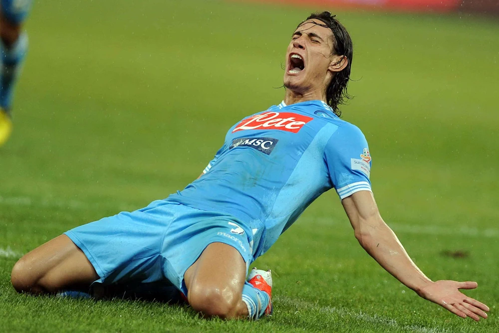 Edinson Cavani celebrating a goal for Napoli