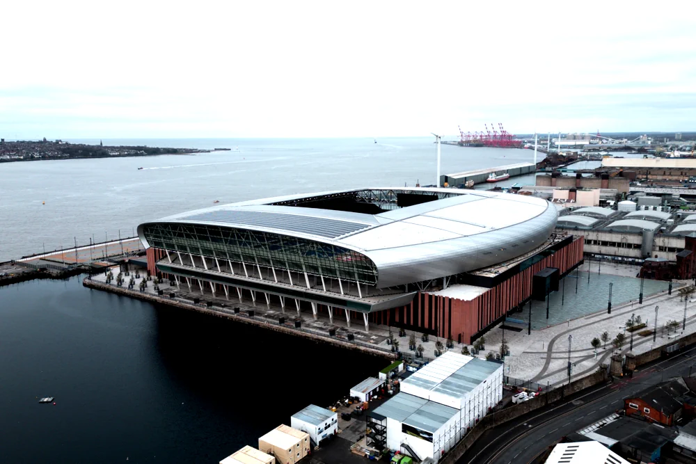 Aerial view of Everton's new stadium