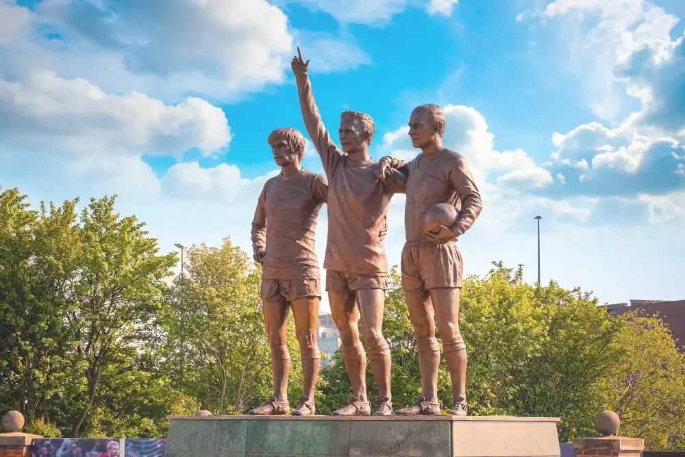 Statue of George Best, Denis Law and Sir Bobby Charlton