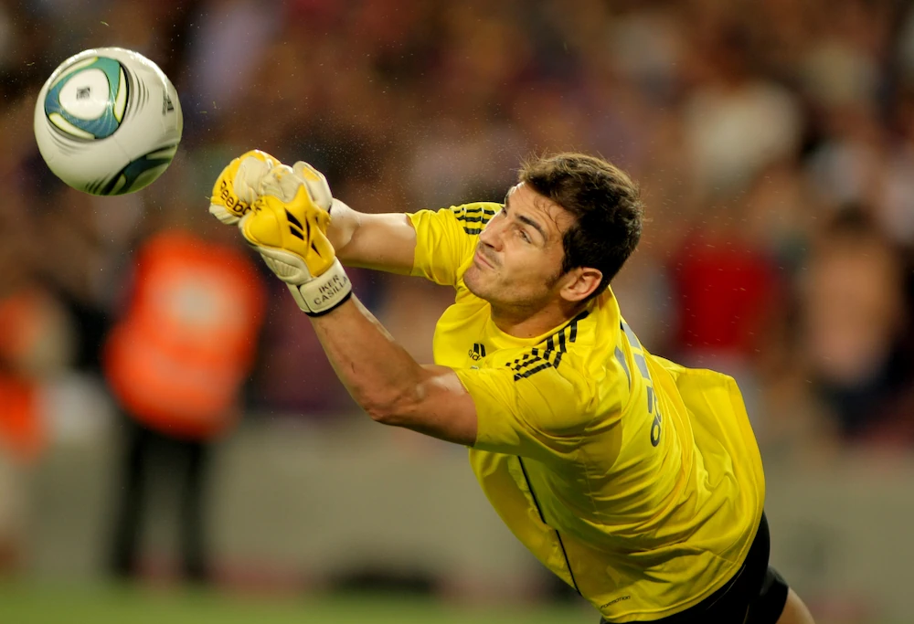 Iker Casillas making a save for Real Madrid