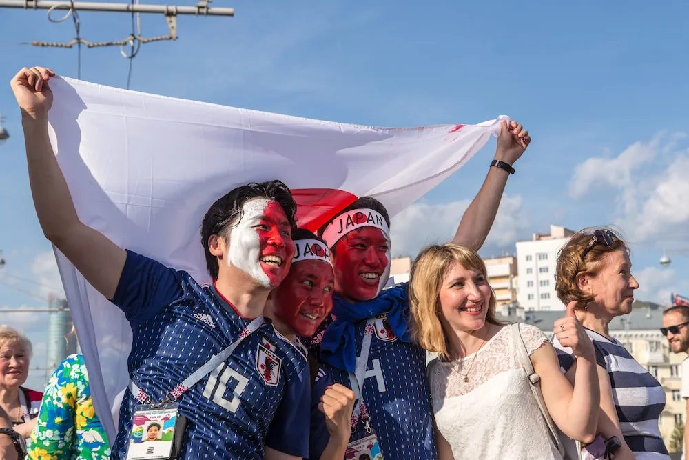 Japanese football fans before a match