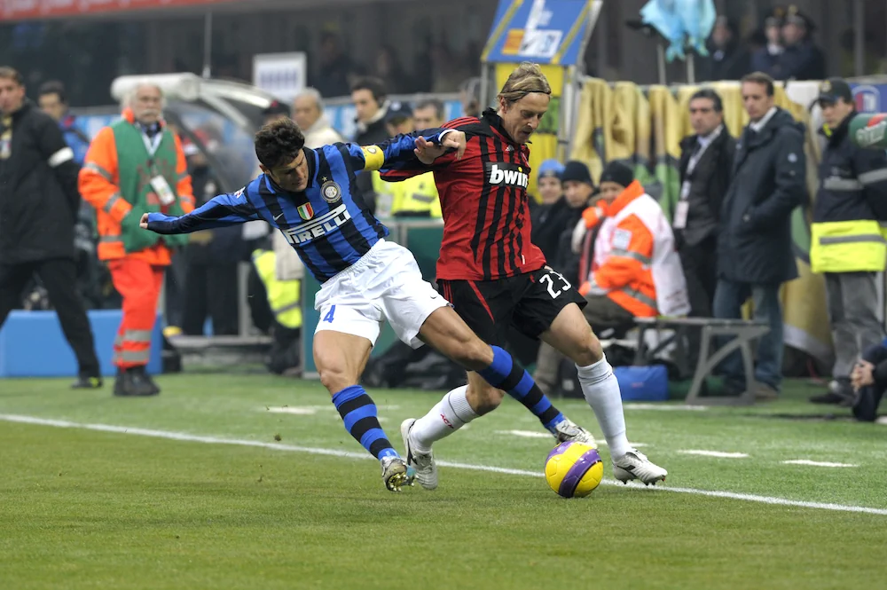 Massimo Ambrosini (Milan) and Javier Zanetti (Inter)