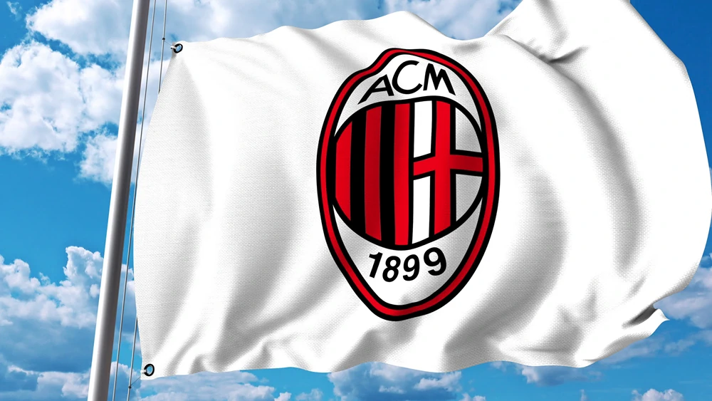 Flag with AC Milan club logo