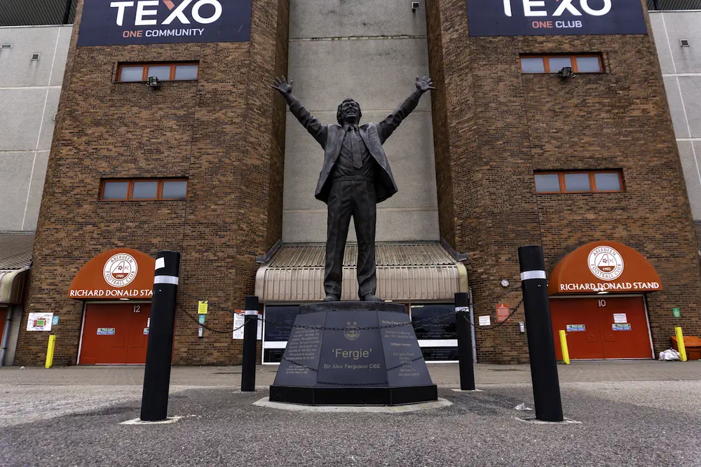 Sir Alex Ferguson statue outside Aberdeen's Pittodrie Stadium