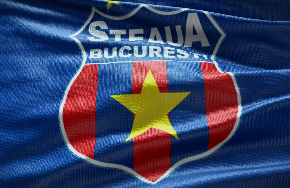 Steaua Bucharest badge on flag