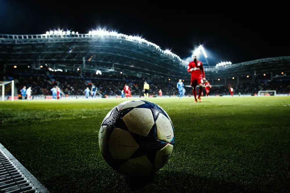Champions League football in the foreground