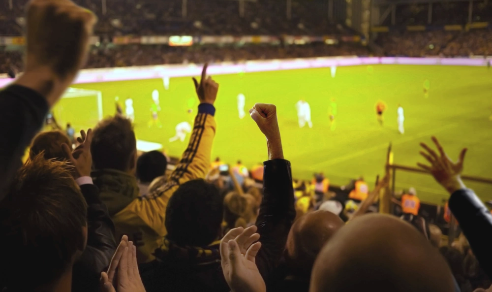 Engaged football fans during a match