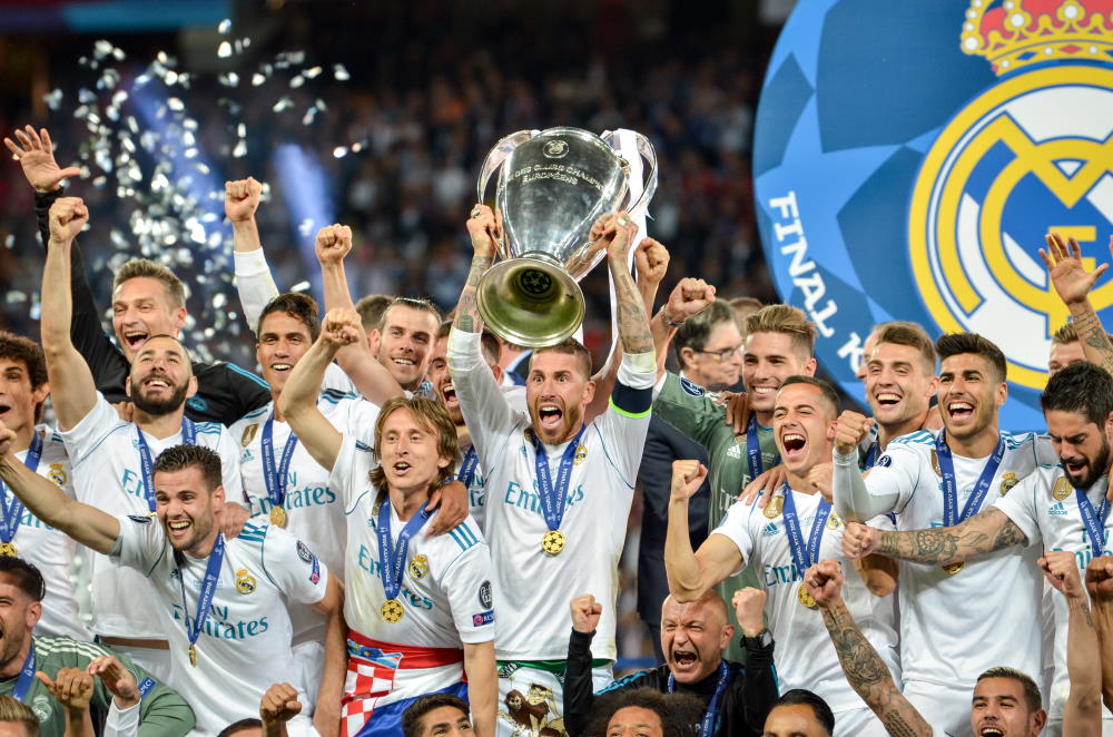 Ramos celebrating win at Real Madrid