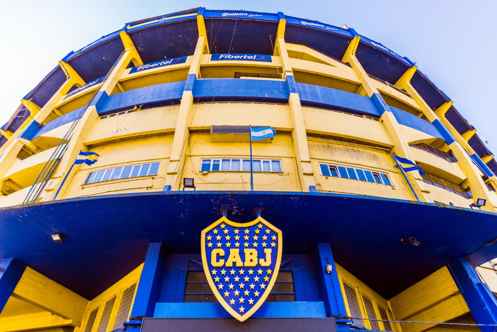 Blue and yellow Boca Juniors building