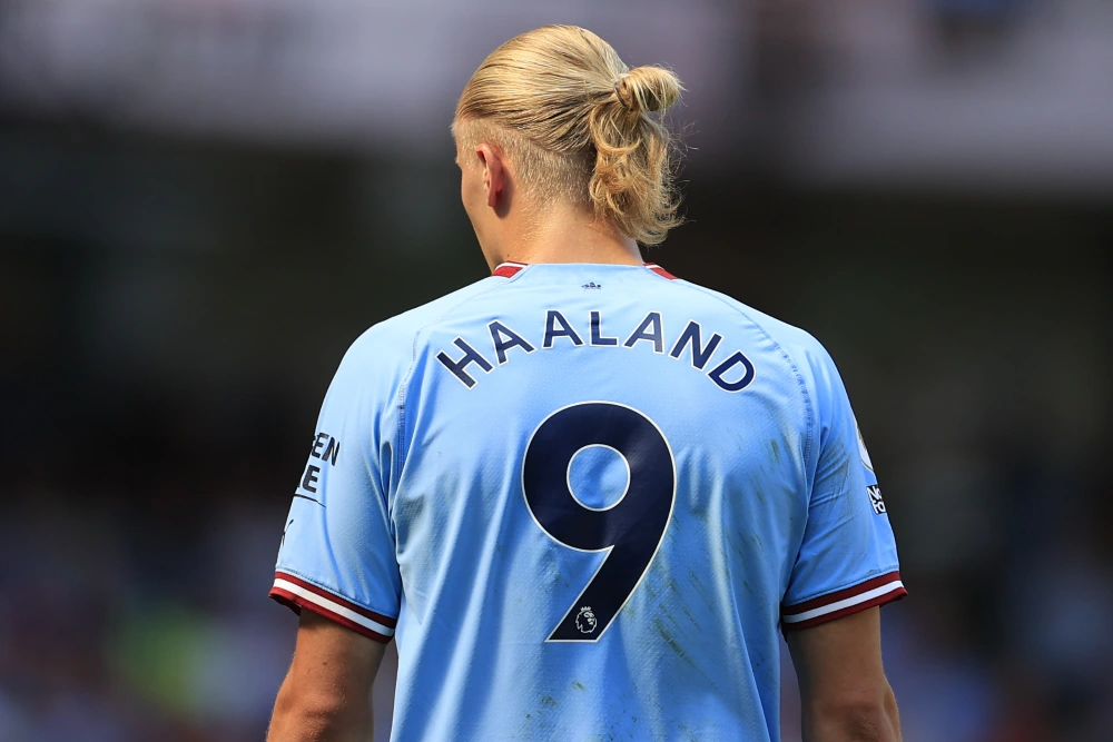Erling Braut Haaland back in Manchester City shirt