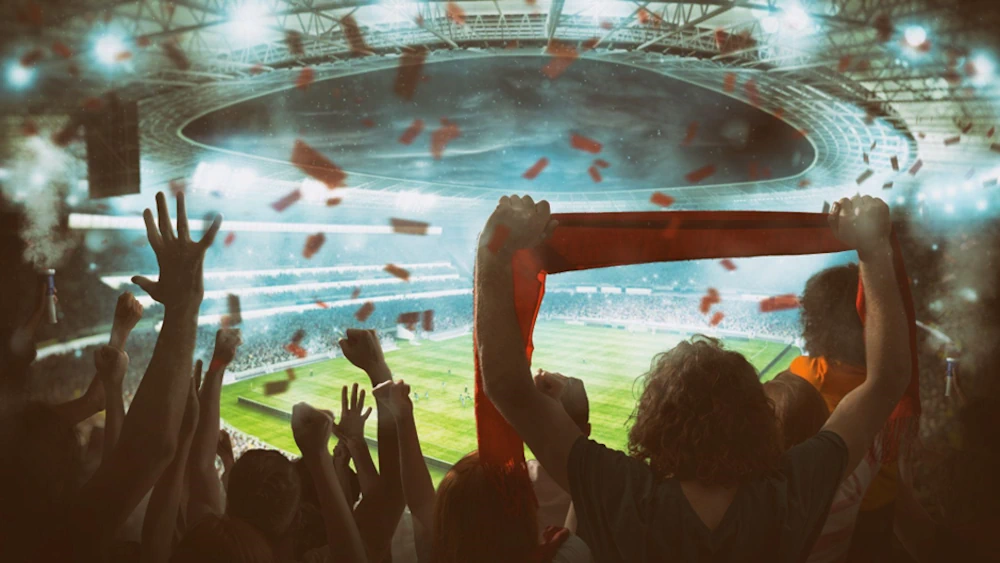 Excited crowd on football arena
