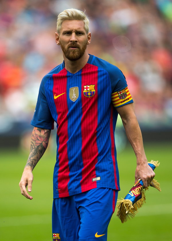 Messi with silly hair